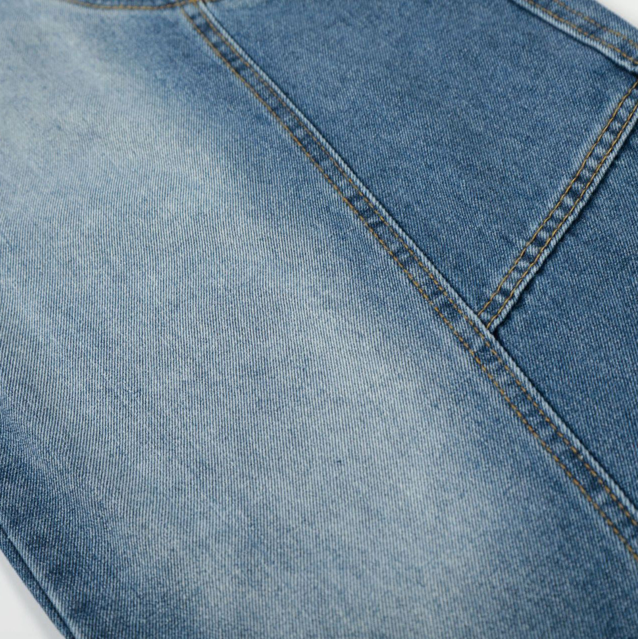 Curved Wide Leg Patchwork Denim Jeans WN25680
