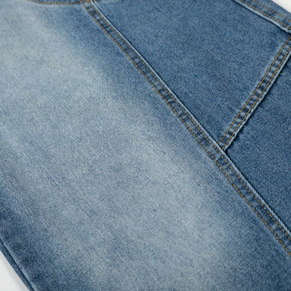 Curved Wide Leg Patchwork Denim Jeans WN25680