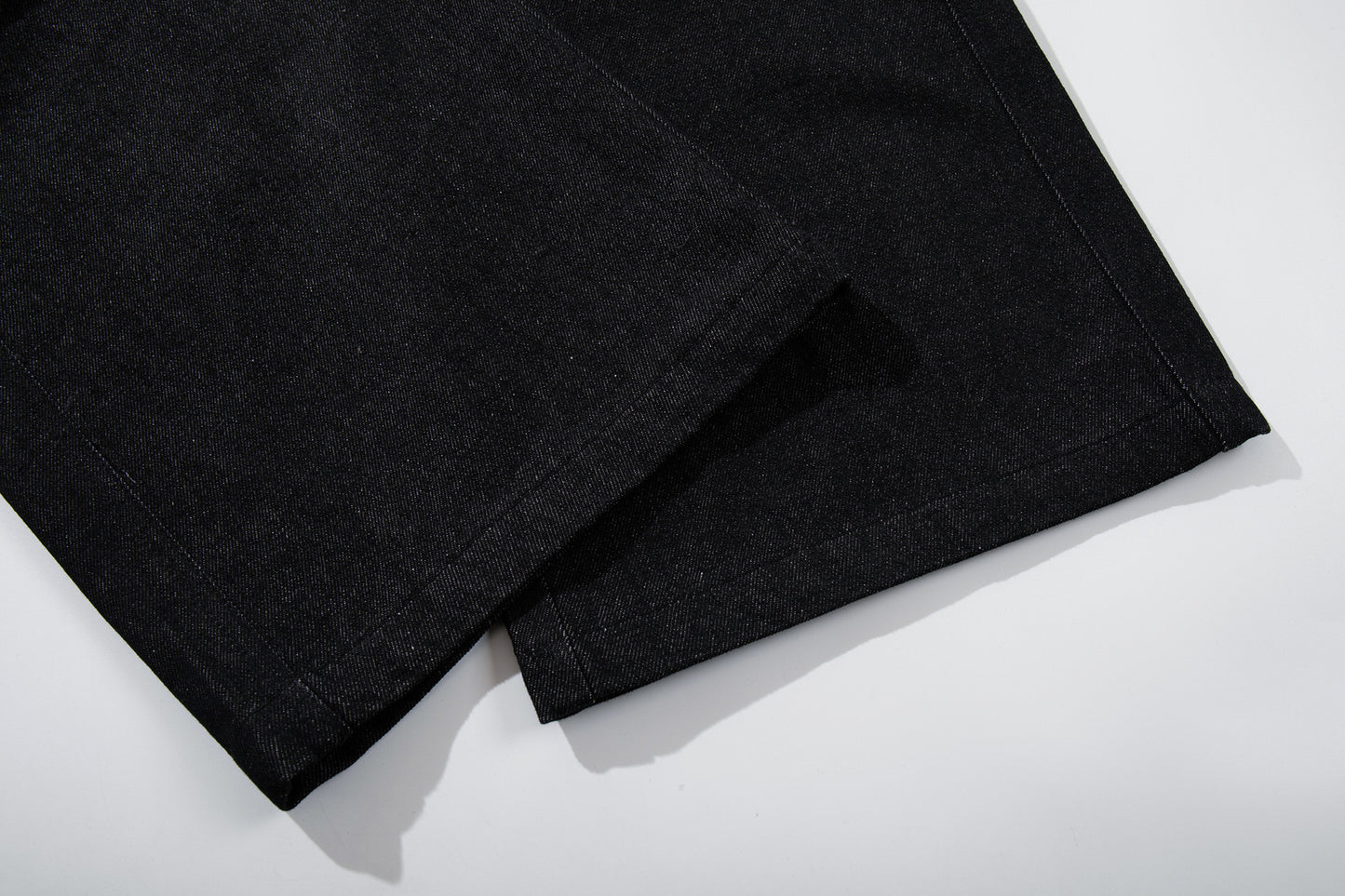 Rivet Leather Patchwork Wide Leg Denim Jeans WN23050