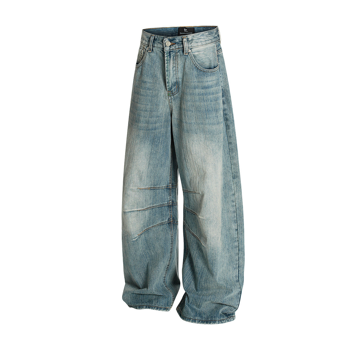 Washed Pleats Curved Denim Jeans WN25533