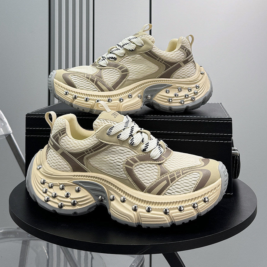 Mesh Studs Platform Chunky Sole Sneakers WN24664