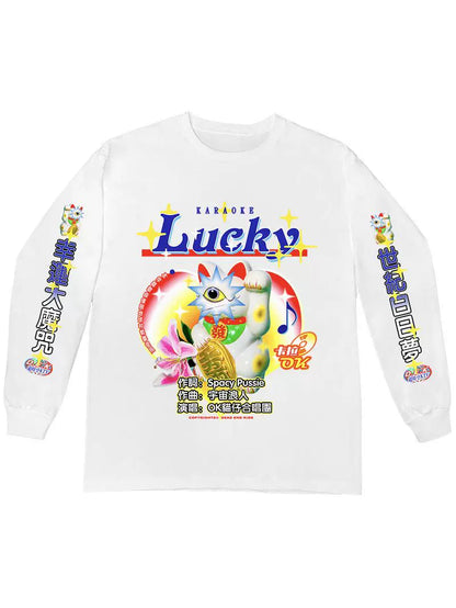 Oversize Letter Print Long Sleeve T-Shirt WN22242