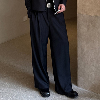 Zipper Cropped Jacket & Wide Leg Trousers Setup WN24887