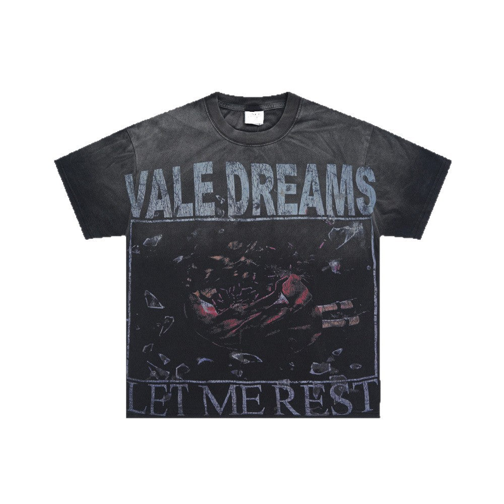 Washed Broken Heart Print Short Sleeve T-Shirt WN26437