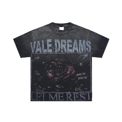 Washed Broken Heart Print Short Sleeve T-Shirt WN26437