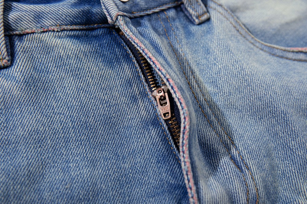 Washed Damage Graphic Denim Half Jeans WN28002