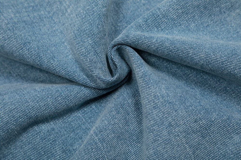 Faded Panel Stand Neck Denim Jacket WN28058