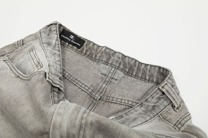 Ink Splash Damage Curved Wide Leg Denim Jeans WN26166