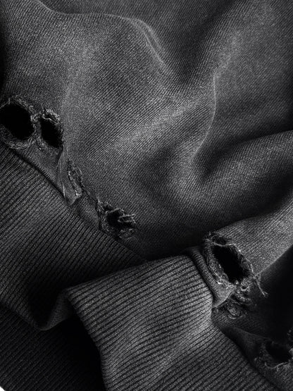 Rune Print Damage Zipper Hoodie WN27061