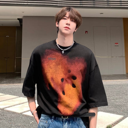 Oversized Paint Letter Print T-Shirt WN25326
