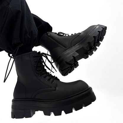 Chunky Sole Zipper Design PU Leather High-Top Boots WN19149