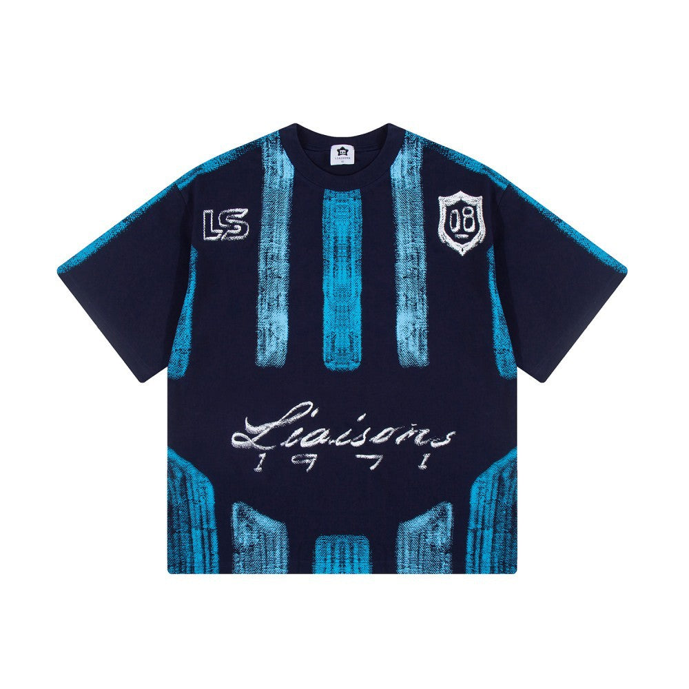 Gradient Spray Letter Print Oversize Short Sleeve T-Shirt WN27860