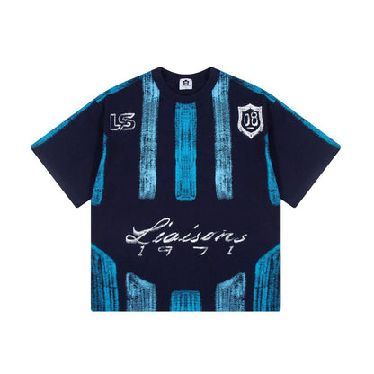 Gradient Spray Letter Print Oversize Short Sleeve T-Shirt WN27860