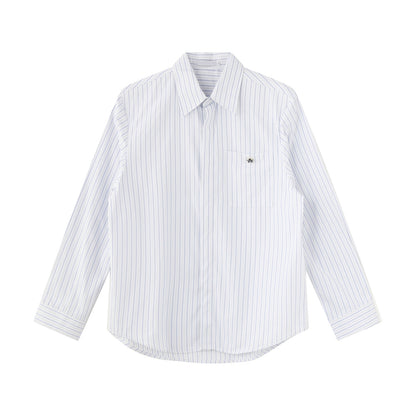 Stripe Pocket Embroidery Long Sleeve Shirt WN25026