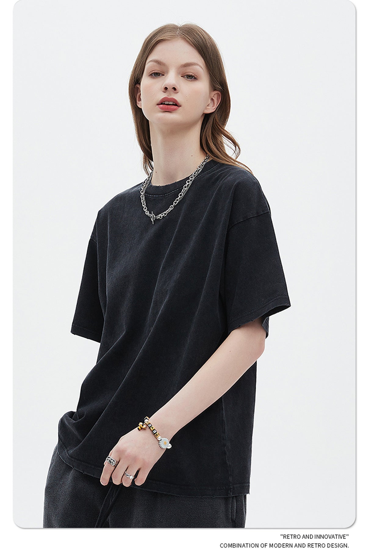 Washed Dyed Oversize Damage Short-sleeve T-shirt & Short Sweatpants Setup WN6630