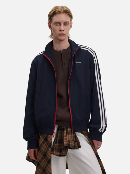 Stripe Contrast Short Zipper Jacket WN21430