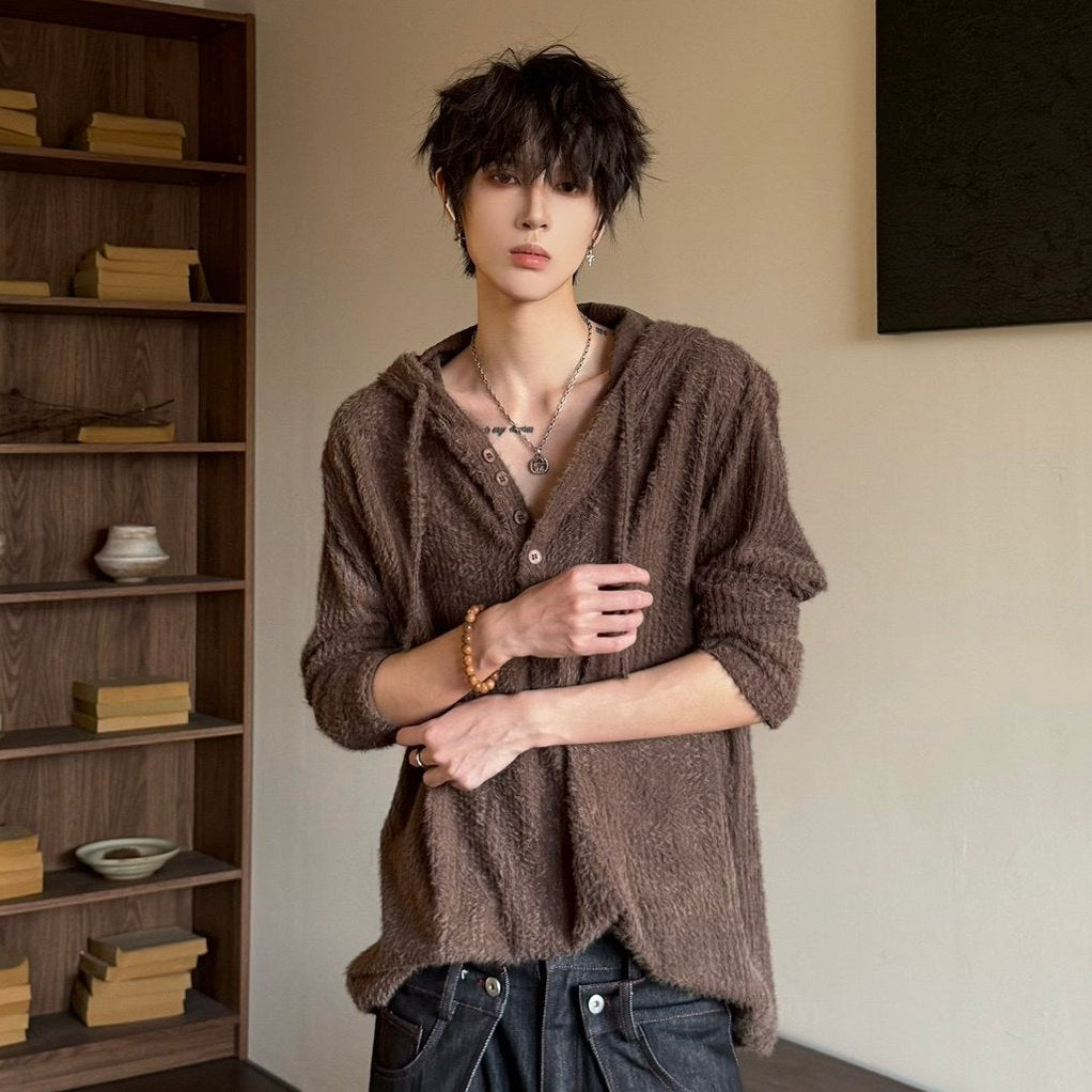 Hooded Drawstring Oversize Soft Knit Sweater WN23151