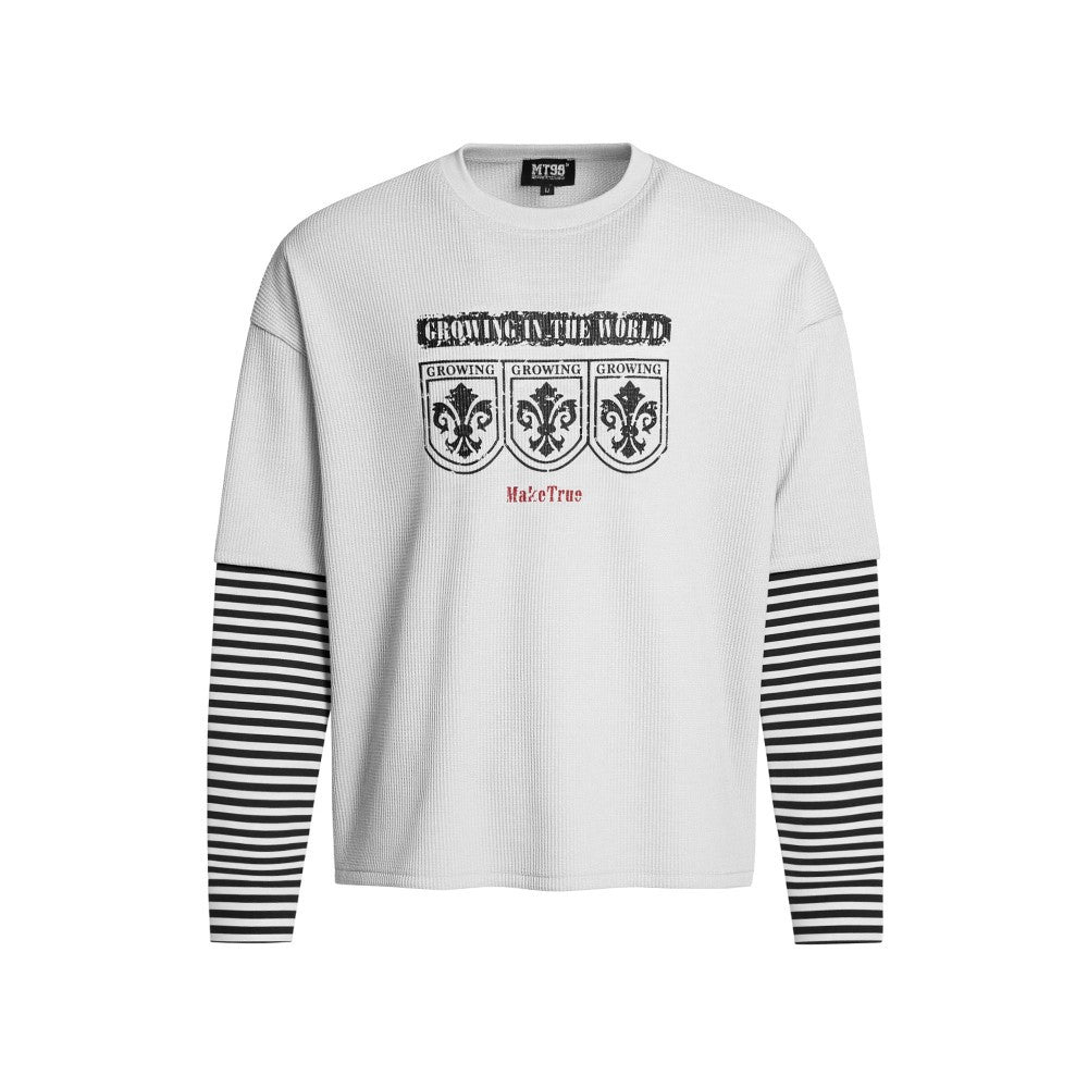 Fake Layered Stripe Graphic Long Sleeve T-Shirt WN27983