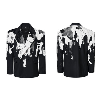 Cow Print Fake Fur Tailored Jacket WN21820