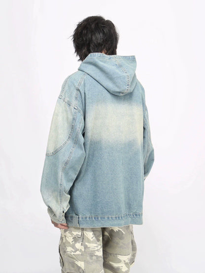 Washed Embroidery Heavyweight Denim Hoodie WN8350