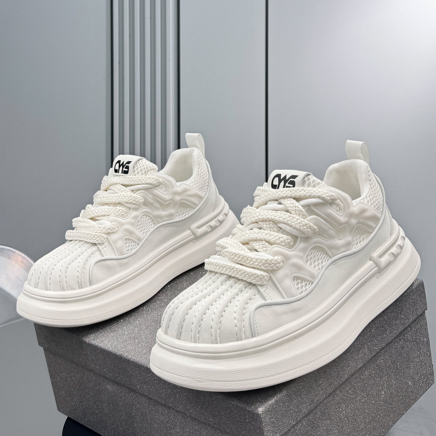Platform Shell Toe Mesh Lace-Up Sneakers WN24832