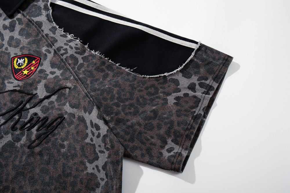 Leopard Embroidery Polo Shirt & Short Pants Setup WN27909