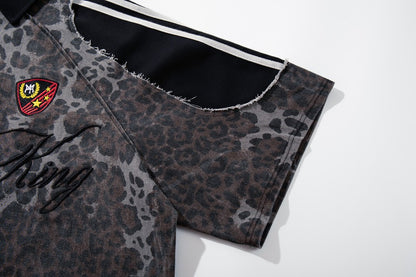 Leopard Embroidery Polo Shirt & Short Pants Setup WN27909