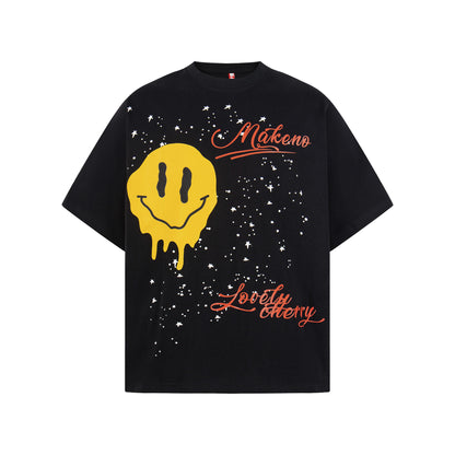 Smile Print Oversize Short Sleeve T-Shirt WN26062