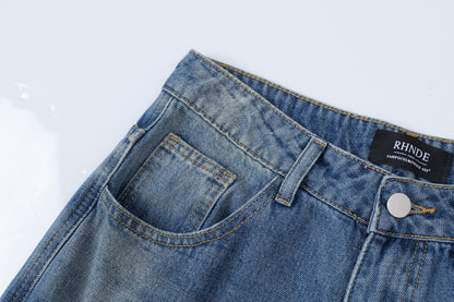 Washed Multi Pocket Cargo Denim Half Jeans WN26123
