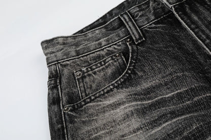 Washed Whisker Wide Leg Denim Jeans WN26106