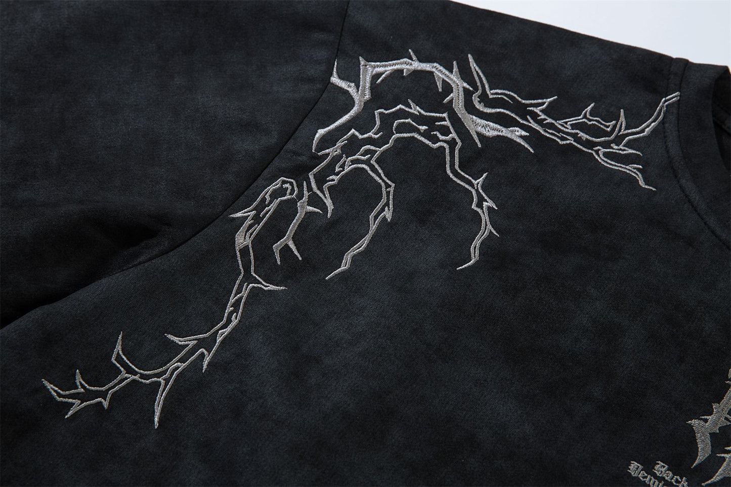 Embroidery Suede Design Oversize Short Sleeve T-Shirt WN15080