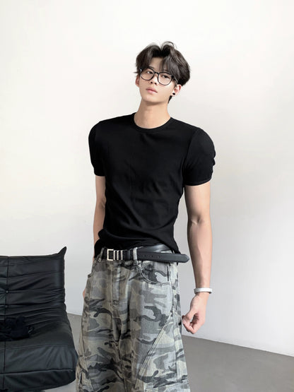 Plain Short Sleeve Knit T-shirt WN20090