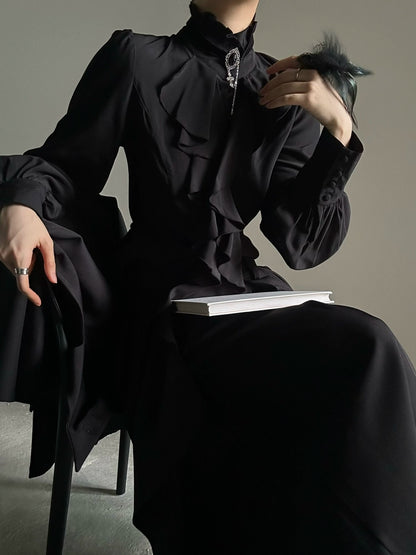 Ruffles Design Long Sleeve Shirt  WN19607