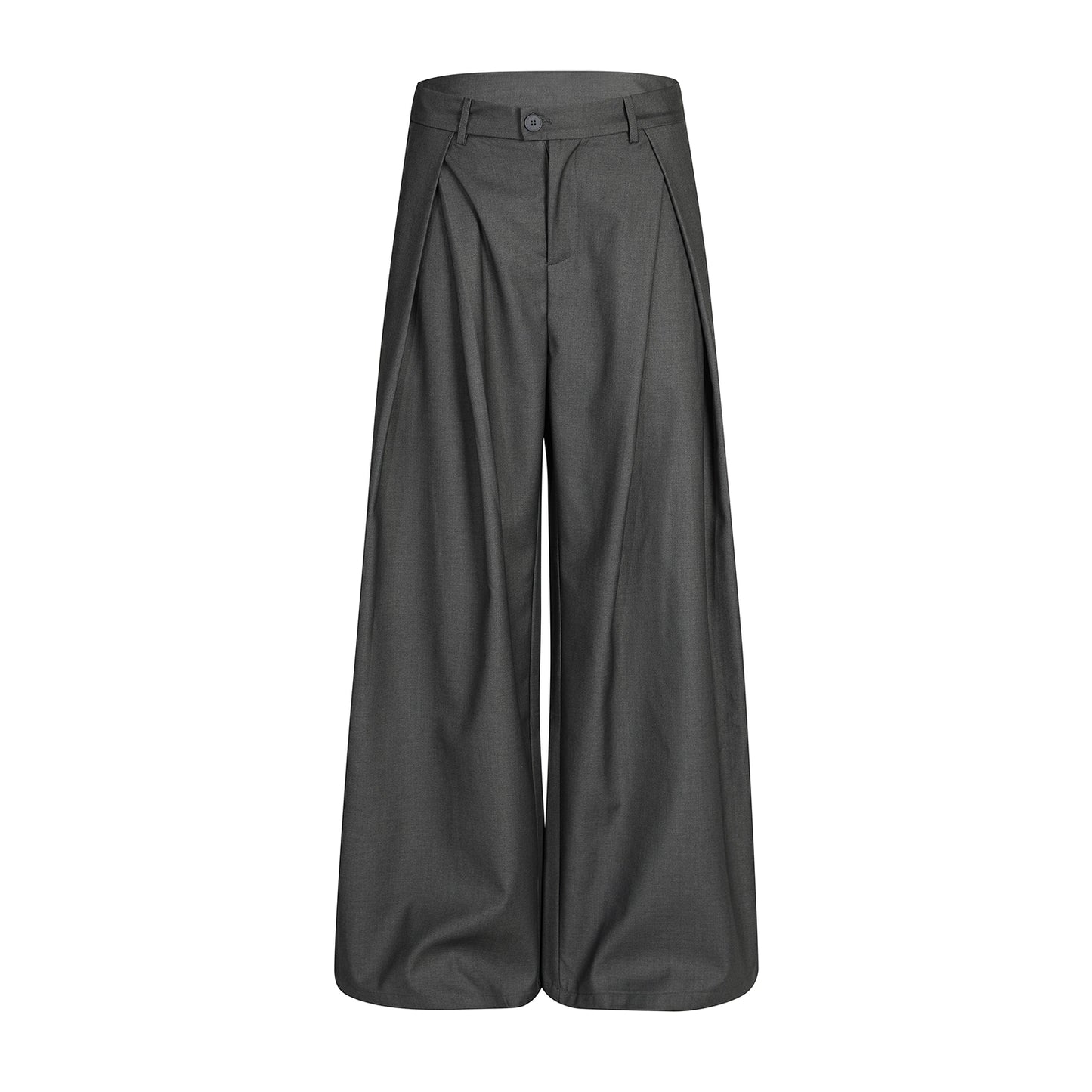 Pleats Curved Wide Leg Trousers WN21414