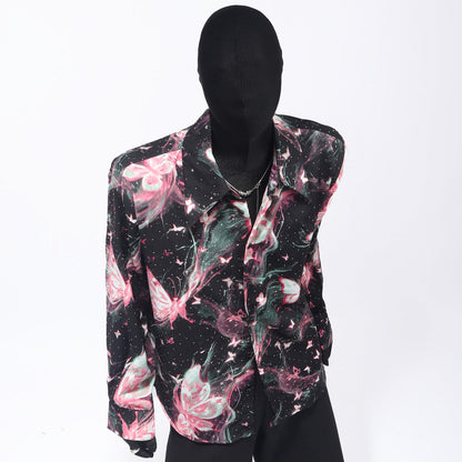 Rhinestone Butterfly Design Long Sleeve Shirt WN23762