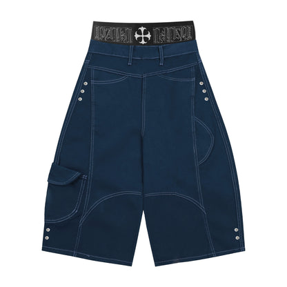 Deconstructed Contrast Multi Pocket Half Pants WN20886