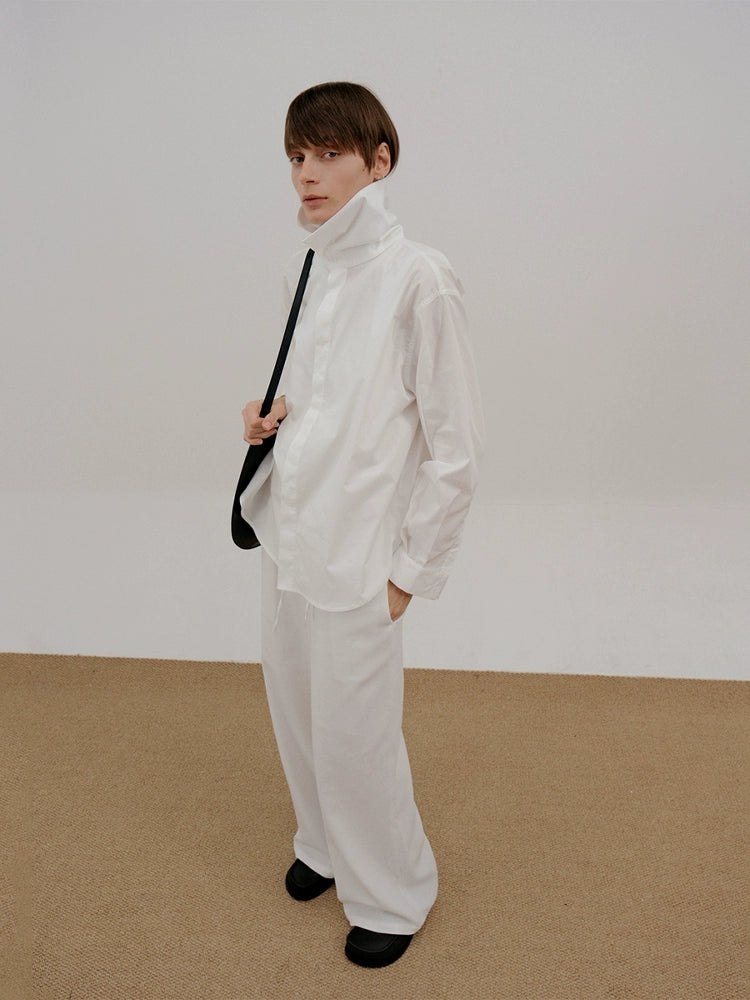 High-Neck Lapel Long Sleeve Shirt WN21677