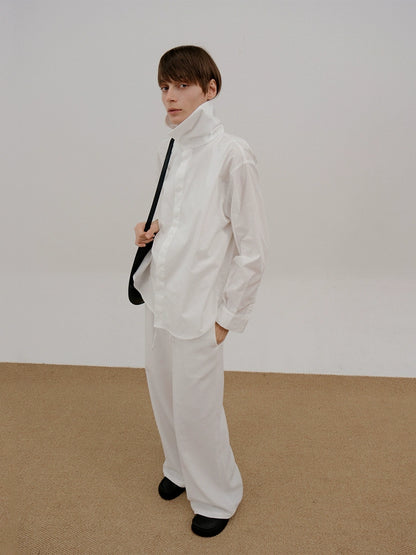 High-Neck Lapel Long Sleeve Shirt WN21677