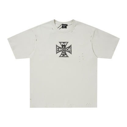Damage Cross Graphic Short Sleeve T-Shirt WN28008