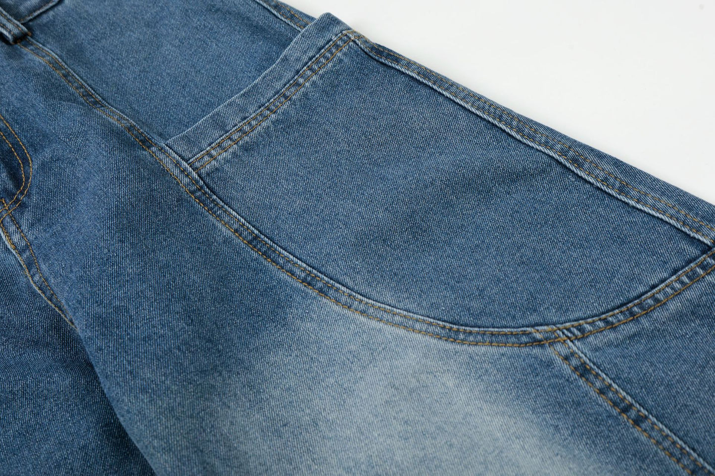 Curved Wide Leg Patchwork Denim Jeans WN25680