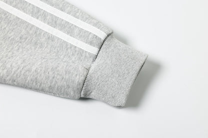 Stripe Cross Print Zipper Hoodie WN25496