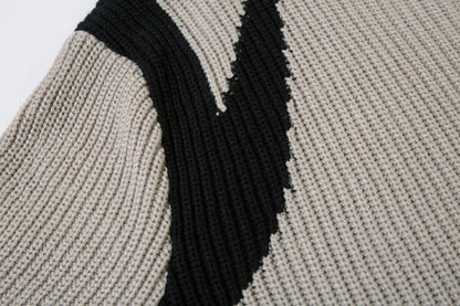 Colorblock Zipper Stand Neck Knit Cardigan WN11227