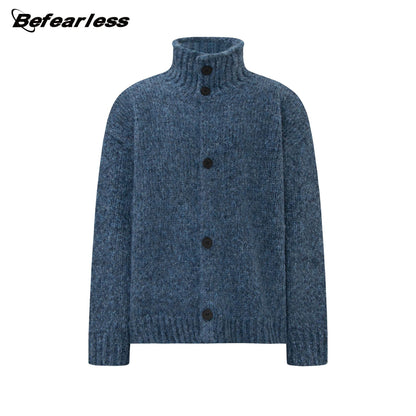 Marled High-Neck Boxy Knit Cardigan WN26367