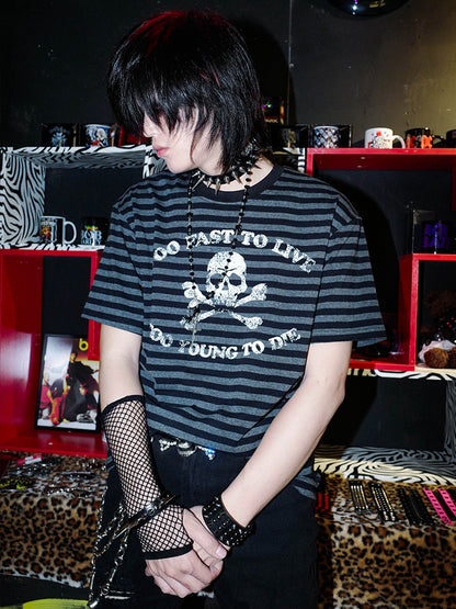 Graphic Design Stripe Short Sleeve T-Shirt WN16033