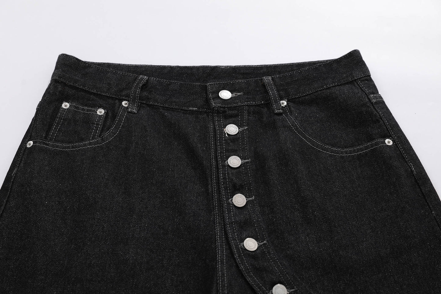 Raw Asymmetrical Button Denim Half Jeans WN26120