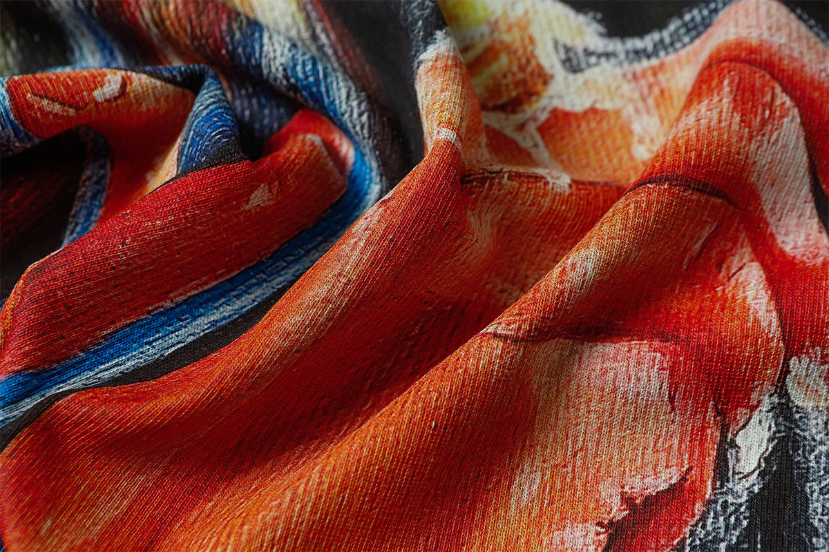 Oil Paint Washed Oversize Short Sleeve T-Shirt WN16129