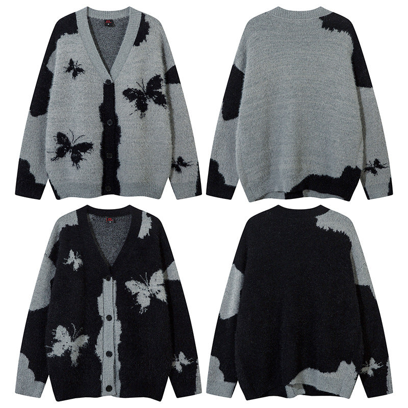 Butterfly Design Oversize Knit Cardigan WN11449