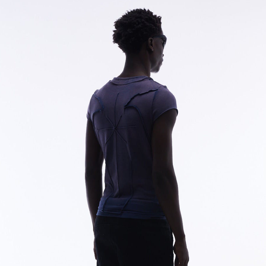 Washed Deconstruction Layered Short Sleeve T-Shirt WN25810