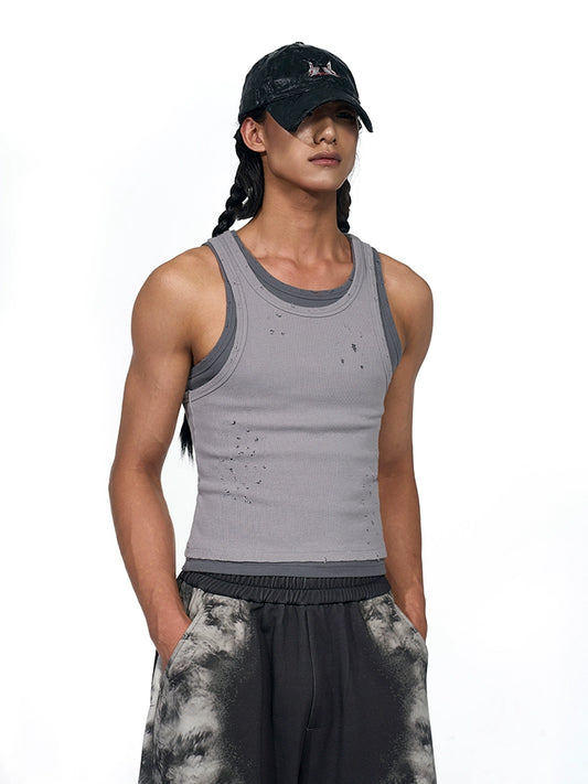 Layered Damage Tank Top WN18803