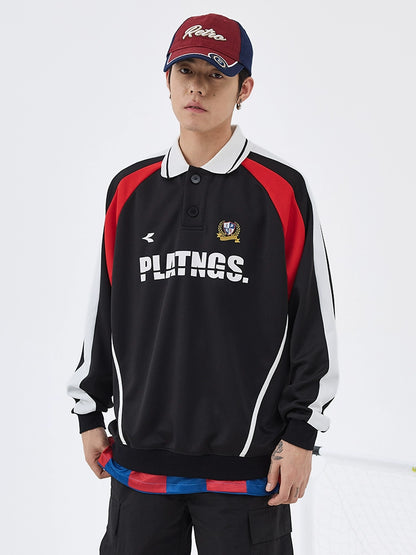 Sporty Polo Collar Long Sleeve T-shirt WN8626